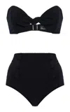 Lisa Marie Fernandez Poppy Seersucker High-waist Bikini In Black