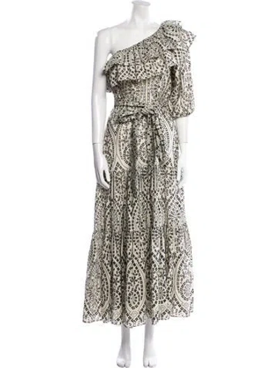 Pre-owned Lisa Marie Fernandez Printed Long Dress In White