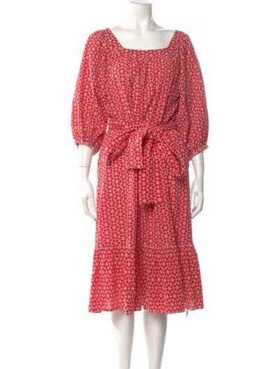 Pre-owned Lisa Marie Fernandez Printed Midi Length Dress In Red
