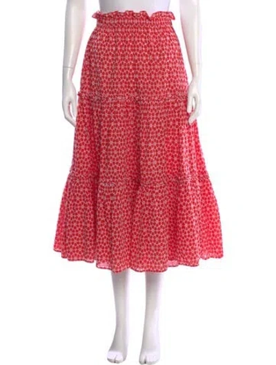 Pre-owned Lisa Marie Fernandez Printed Midi Length Skirt In Red
