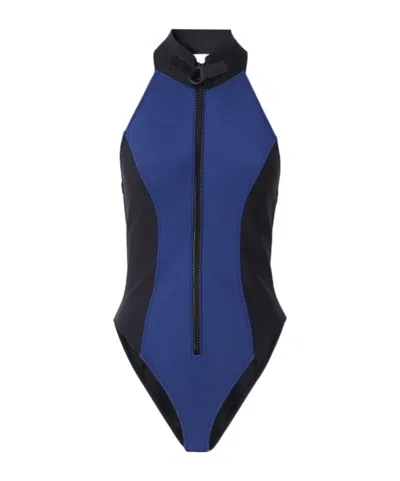 Lisa Marie Fernandez The Lisa Marie Open-back Neoprene Swimsuit In Blue