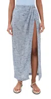 Lisa Marie Fernandez Sarong Skirt Chambray Striped Linen Gauze