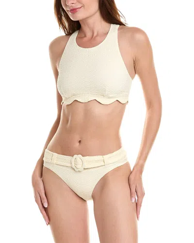 Lisa Marie Fernandez Scallop Low-waist Belted 2pc Bikini Set In White