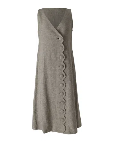Lisa Marie Fernandez Scallop Summer Wrap Dress In Brown Linen
