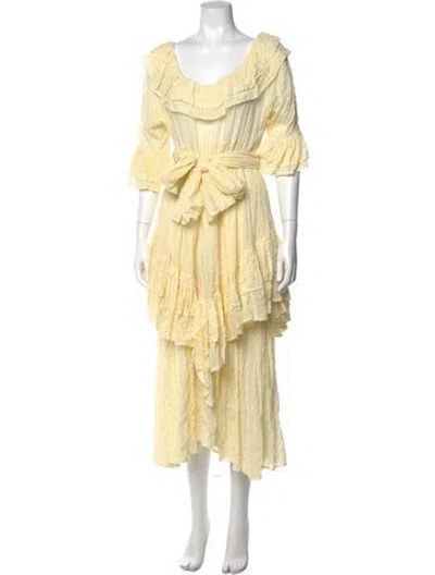 Pre-owned Lisa Marie Fernandez Scoop Neck Long Dress In Yellow