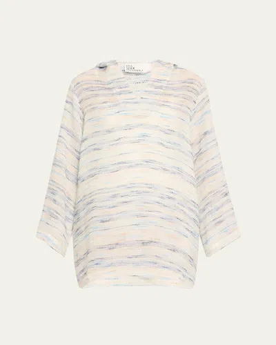 Lisa Marie Fernandez Sea Striped Gauze Beach Tunic In Sea Striped Gauze (thin Stripes)