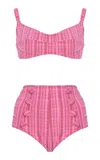 Lisa Marie Fernandez Seersucker Balconette High-waist Bikini In Pink