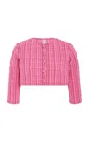 Lisa Marie Fernandez Seersucker Cardigan In Pink