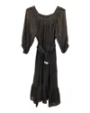 LISA MARIE FERNANDEZ SHIMMERING BELTED JUMPSUIT IN BLACK LINEN