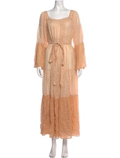 Pre-owned Lisa Marie Fernandez Striped Long Dress In Orange