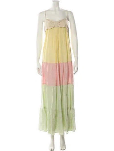 Pre-owned Lisa Marie Fernandez Striped Long Dress In Yellow