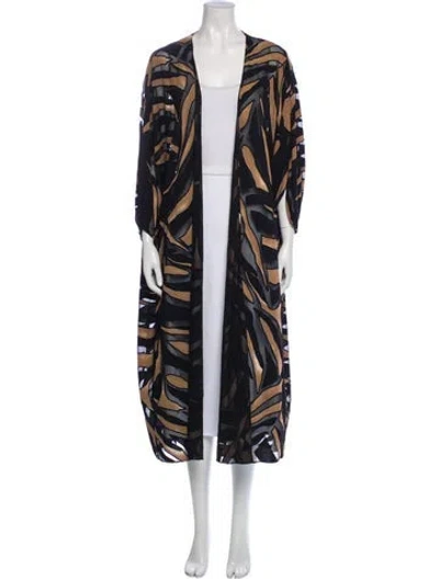 Pre-owned Lisa Marie Fernandez Striped Mesh Accents Robe In Black