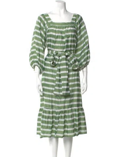 Pre-owned Lisa Marie Fernandez Striped Midi Length Dress In Green