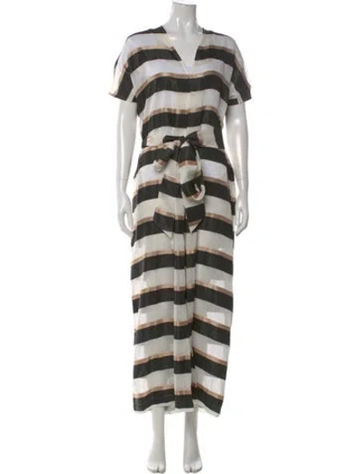 Pre-owned Lisa Marie Fernandez Striped V-neck Jumpsuit In Neutral
