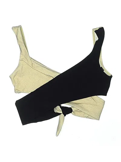 Pre-owned Lisa Marie Fernandez Swimsuit Top Gold Color Block Pattern Swimwear