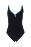 Lisa Marie Fernandez Maria Contrasting Trimmings Swimsuit V-neckline In Black