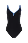 Lisa Marie Fernandez Maria Contrasting Trimmings Swimsuit V-neckline In Black