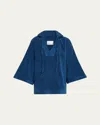 Lisa Marie Fernandez Terry Cloth Tunic Top In Blue