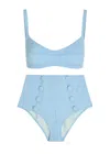 Lisa Marie Fernandez Seersucker Balconette High-waist Bikini In Blue