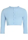 Lisa Marie Fernandez Textured Seersucker Cropped Swim Cardigan In Blue
