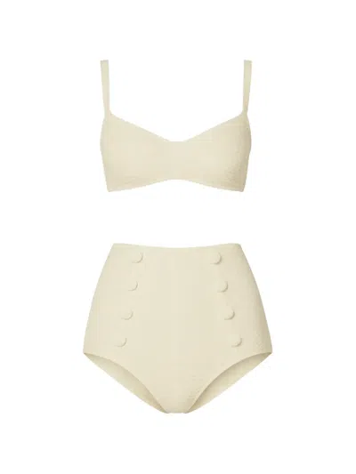 Lisa Marie Fernandez The Balconette Button-detail Bikini In Neutral