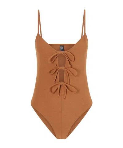 Lisa Marie Fernandez Thin Strap Swimsuit In Brown