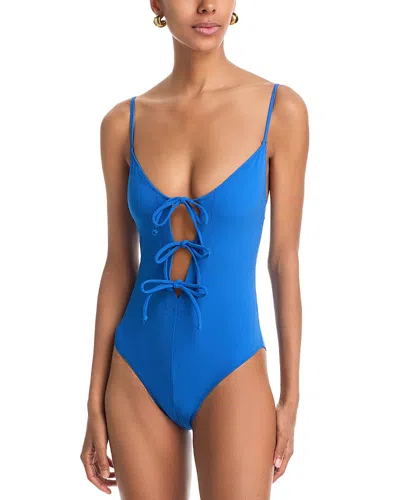 Lisa Marie Fernandez Three Tie One Piece Swimsuit In Blue