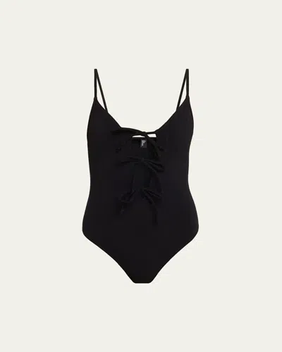 Lisa Marie Fernandez Three-tie One-piece Swimsuit In Black