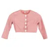 Lisa Marie Fernandez Tweed Copped Cardigan In Pink Polyamide In Pink