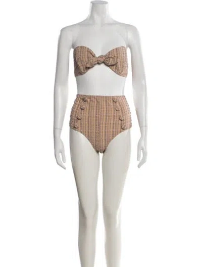 Pre-owned Lisa Marie Fernandez Tweed Pattern Bikini W/ Tags In Neutrals
