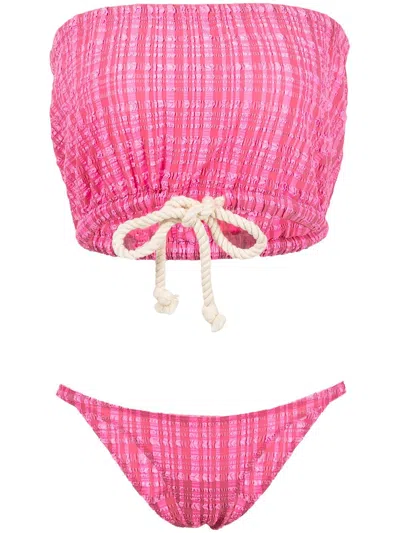 Lisa Marie Fernandez Victor Drawstring Bikini In Rosa