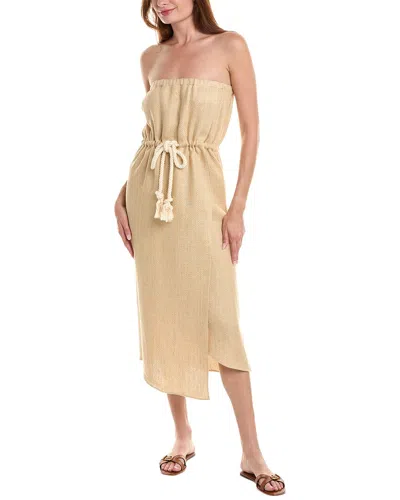 Lisa Marie Fernandez Victor Linen Midi Dress In Brown