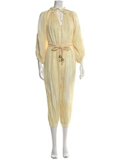 Pre-owned Lisa Marie Fernandez V-neck Jumpsuit In Yellow