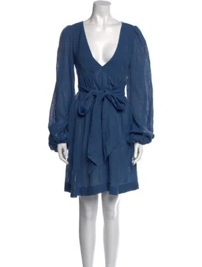 Pre-owned Lisa Marie Fernandez V-neck Mini Dress In Blue
