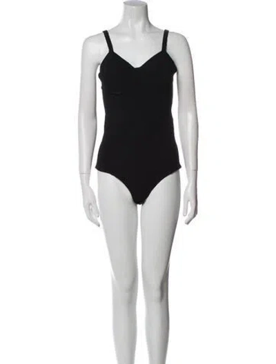 Pre-owned Lisa Marie Fernandez V-neck Sleeveless Bodysuit In Black