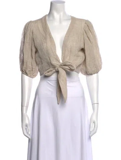 Pre-owned Lisa Marie Fernandez V-neck Sweater In Neutral