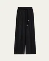 Lisa Marie Fernandez Wide-leg Pants With Open Sides In Black Sorrento Gauze