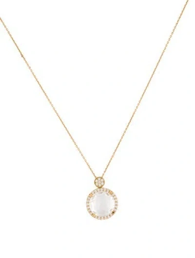Pre-owned Lisa Nik 18k Quartz & Diamond Pendant Necklace, 19.5" In Multi