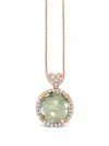Lisa Nik 18k Rose Gold Diamond And Quartz Necklace In Pink