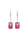 Lisa Nik 18k Rose Gold Embellished Diamond And Tourmaline Drop Earrings In Pink