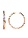 Lisa Nik 18k Rose Gold Inside Out Sapphire Hoop Earrings In Gold