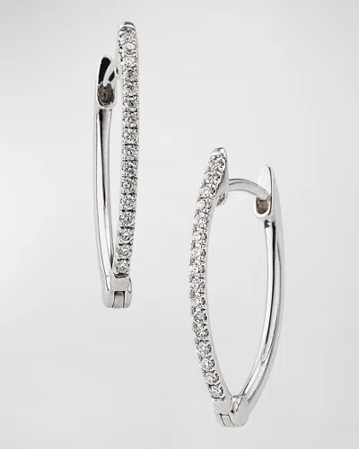 Lisa Nik 18k White Gold Diamond Pear Shaped Hoop Earrings In Metallic
