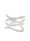 Lisa Nik 18k White Gold Four Row Wavy Diamond Ring In Metallic
