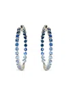 Lisa Nik 18k White Gold Sapphire Hoop Earrings In Blue