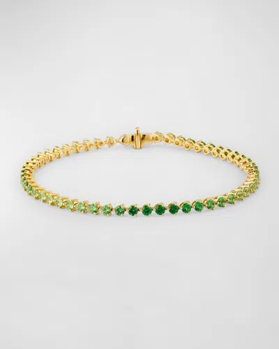 Lisa Nik 18k Yellow Gold Green Tsavorite Three-prong Line Bracelet