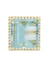 Lisa Nik 18k Yellow Gold Mirror Cut Green Beryl Ring In Blue