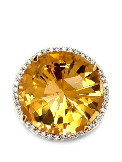 Lisa Nik Citrine And Diamond Ring In Yellow