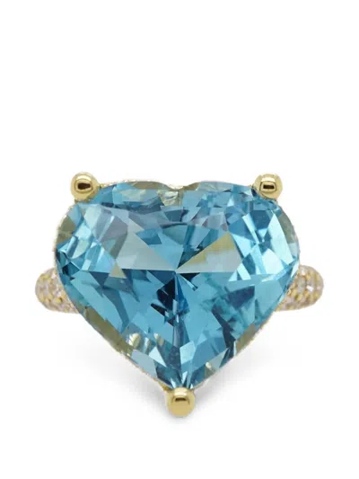 Lisa Nik Colors Aquamarine And Diamond Ring In Gold