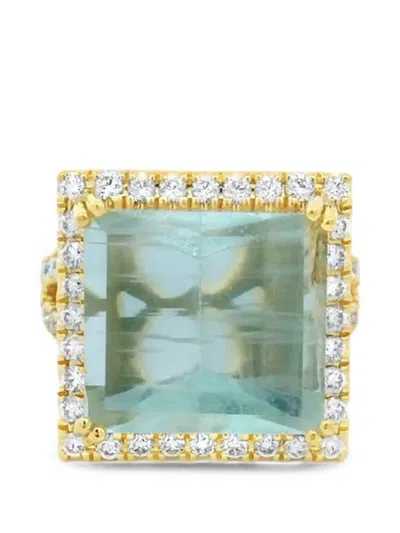 Lisa Nik Green Beryl And Diamond Ring In Red