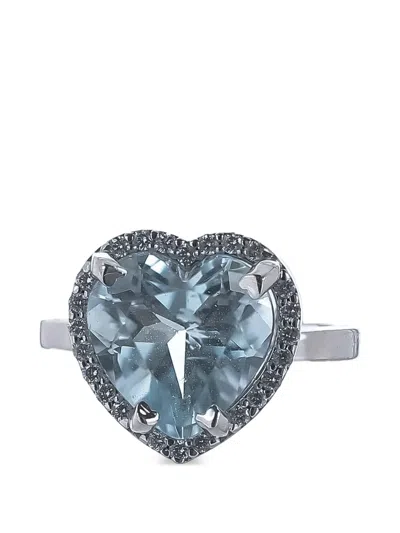 Lisa Nik Lisa Aquamarine Diamond Heart Ring In Pink